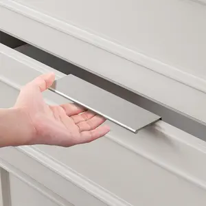 10 Pack Brushed Nickel Cabinet Pulls 5 inch Edge Finger Pull for Kitchen Cabinets Aluminum Alloy Hardware for Dresser Drawer Cupboard Handles Easy Installation