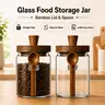 MIUVA 20oz Classic Round Glass Food Storage Container - Airtight Bamboo Lid, Silicone Seal, Wooden Spoon, BPA-Free, Dishwasher-Safe Kitchen Jar for Tea, Coffee, Spice, Dry Food Home Organizer