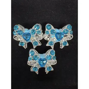 266 3PCS Blue Bow Charms | Sparkly Rhinestone DIY Beads for Jewelry & Pens