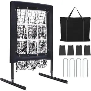 Baseball Pitching Net, 9 Hole Pitching Net with Strike Zone, 5 Height Adjustable Throwing Trainer, Heavy Duty Baseball Softball Net with Carry Bag for Solo Practice