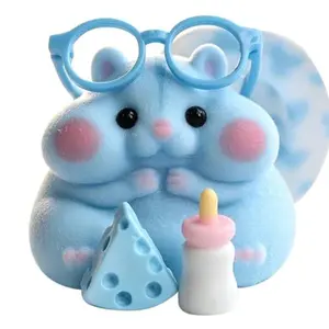 Handmade Taba Squishy Hamster Toy, Cute Squishy Hamster Fidget Toy, Realistic Hamster Toy, Soft Silicone Mochi Furry Toy, Stress Relief Gift for Adults & Kids, Sensory Anxiety Plushie (Blue)
