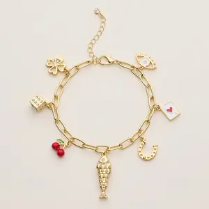 Good luck jewelry Adjustable Lucky Icon Charm Bracelet with Bold Motifs
