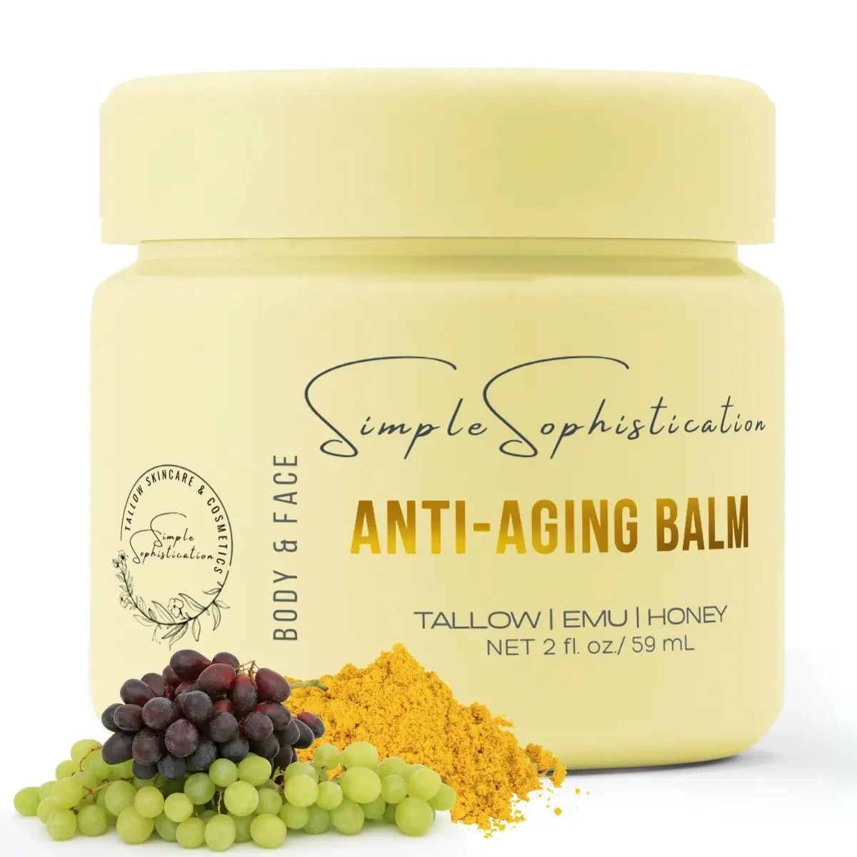 TALLOW | EMU | HONEY Moisturizer - ANTI-AGING BALM with Grass-fed Beef Tallow, Emu Oil and Manuka Honey | CoQ10, Resveratrol, Vitamin C | Black Seed Oil, Sea Buckthorn Oil, Aloe Vera, Castor Oil, Elderberry Oil- Non-Toxic Body and Face Moisturizer