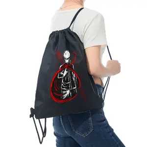 Anime Inspired Cool Character Illustration Drawstring Bag for Casual Use and Travel Backpack for Teens and Young Adults Gift for Halloween Christmas Birthday and Special Occasions Fans of Graphic Art and Pop Culture Accessories