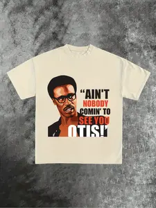 Otis' 'no One Will Ever Come to See You' Funny Print T-Shirt, Casual Fitted Summer Tee, Moderate Fabric, H Type Silhouette