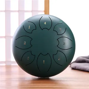 6 Inch Turquoise Steel Tongue Drum with 8 Notes, Portable Mini Handpan Suitable for Beginners, Includes Carry Case, Mallets, and Music Book