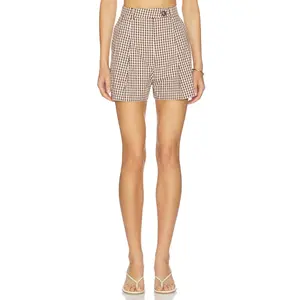 ASTR the Label Preston Shorts in Brown Checker