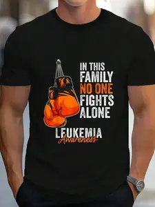 100% Cotton Leukemia Awareness Month Boxing Gloves Orange Ribbon T-Shirt Women's Men's Graphic Tee Crew Neck summer vacation Tops