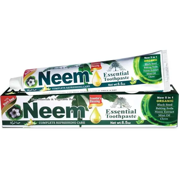 NEEM Essential Toothpaste - 6.53 oz Pack of 2 | New 5 in 1 | Fluoride Free | Cavity Protection, Excellent Freshness, Made with natural and organic ingredients