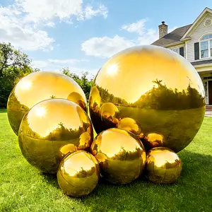 Inflatable Mirror Ball Set, 6PCS Gold Reusable Reflective Disco Ball Spheres with Pump for Party Decor, Events, Pool, Wedding, Photo Props