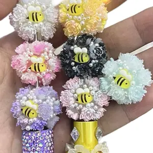 Fancy Bee Soft Flower Beads - Flower Beads with Colorful Honey Bee Designs in Various Shades, Ideal for Gifts and Decor