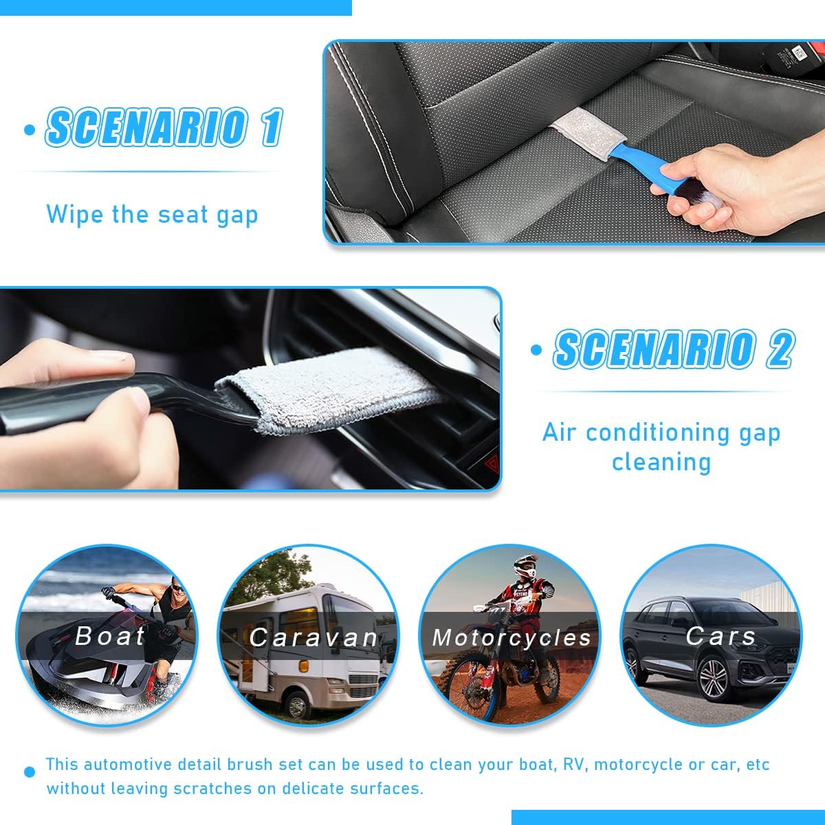 2 PCS Double Head Brush for Car Clean, Soft Auto Interior Duster Detailing Brushes, Universal Vehicle Dashboard Screen, Air Vents, Computer etc Cleaning Tool Accessories (Black)