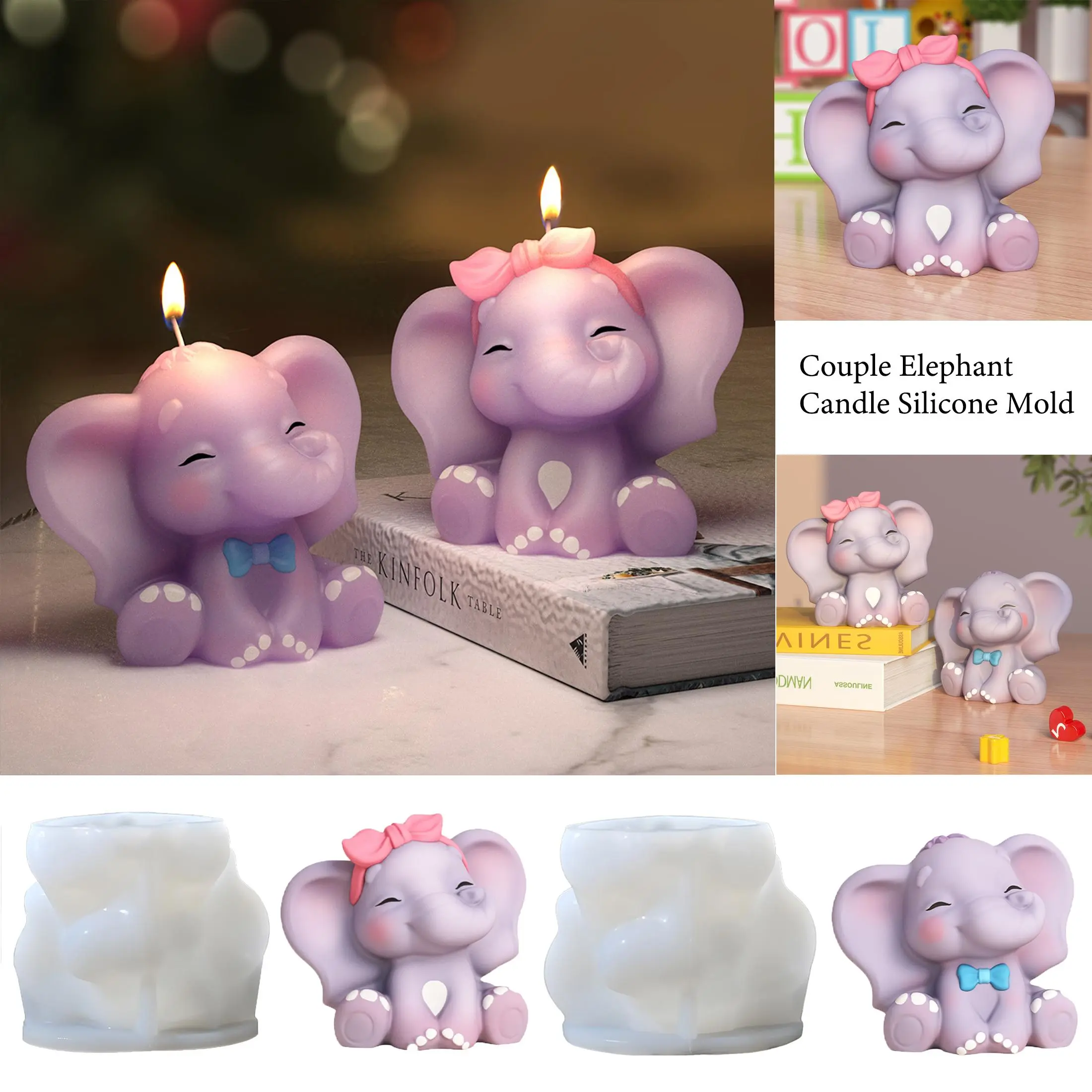 Elephant Shape Silicone Candle Molds for Candle Making, Resin Crafts, Handmade Crafts, Handicraft and Beeswax Soap, Ideal for Home Decor and Aromatherapy