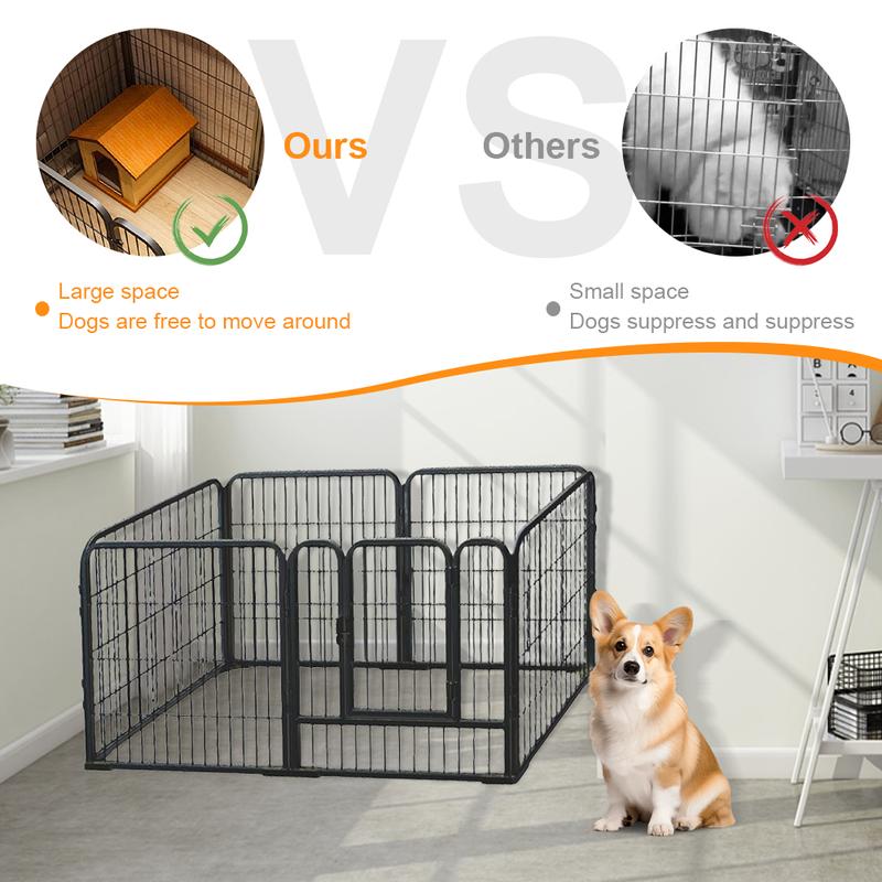 6 Panels Pet Exercise Playpen, Heavy Duty Foldable Dog Puppy Kennel Cage Fence for Small Animals Cat Rabbit, Safe Durable Design