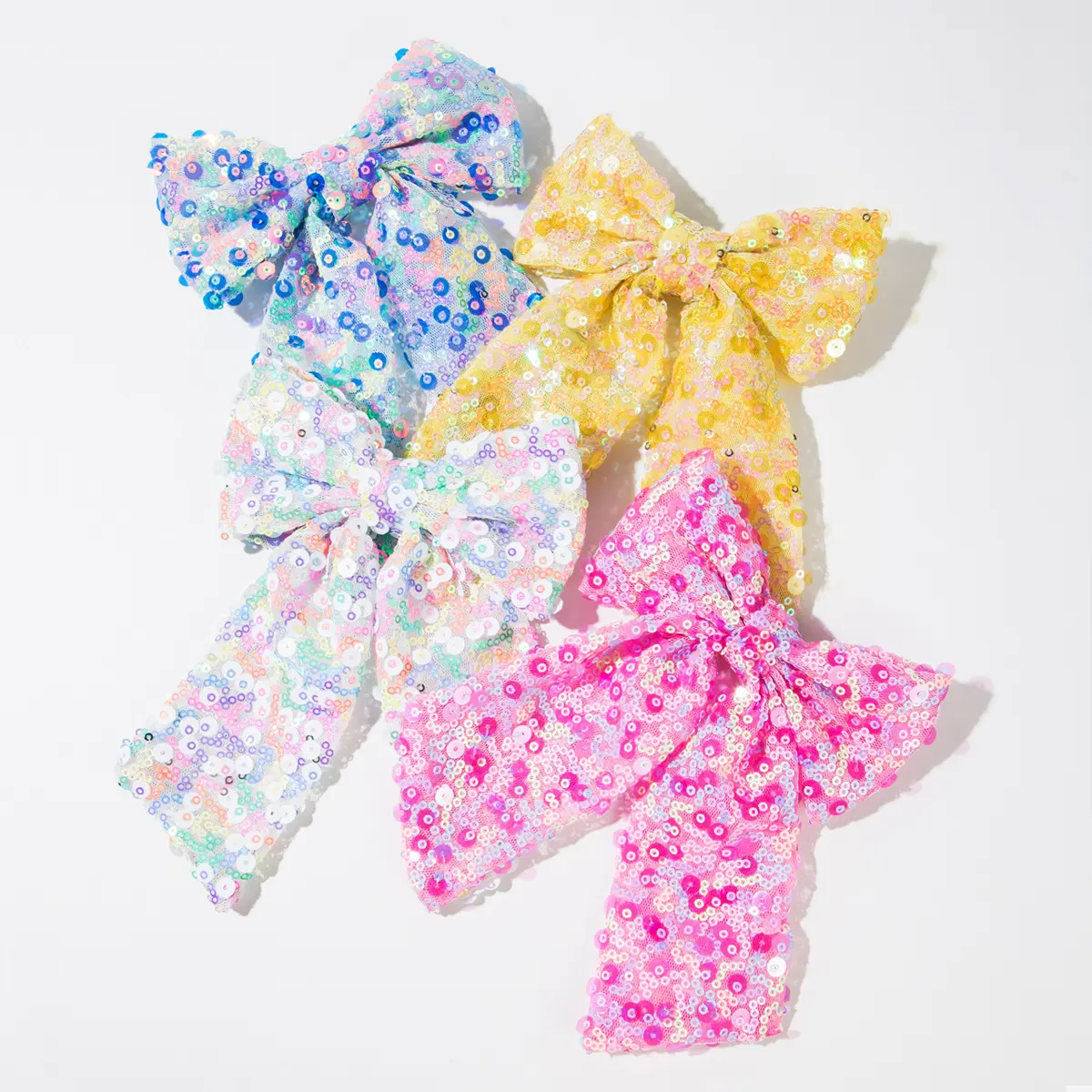 Fashion Sequin Hair Bow for Women Girls 6.7inch Big Bow Rainbow Glitter Bling Hair Clip Birthday Party Holiday Hair Accessories for Women Teens Girls