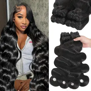 16A Raw Body Wave Bundles Human Hair Bundles Virgin 100% Unprocessed Human Hair 4 Bundles No Tangle Shedding,Triple Lifespan Virgin Hair Extensions (Black Body Wave Bundles, 20 22 24 26 Inch)