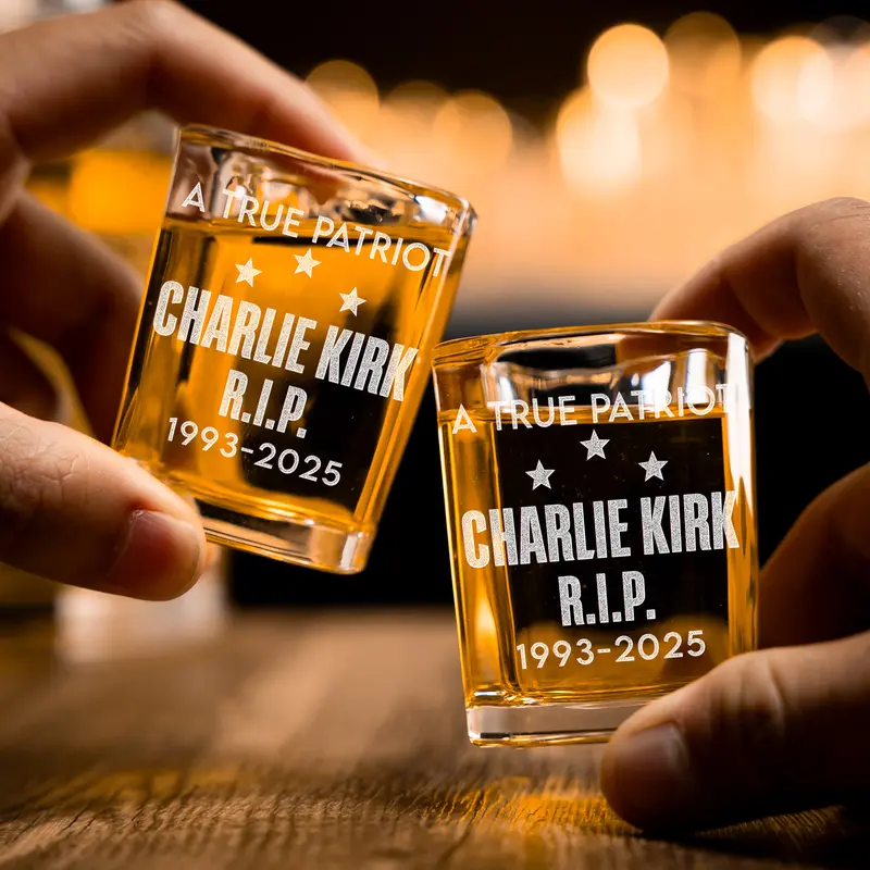 Charlie Kirk Memorial Shot Glass – A True Patriot R.I.P. 1993-2025 – Engraved Whiskey Shot Glass, Conservative Gift, MAGA Drinkware
