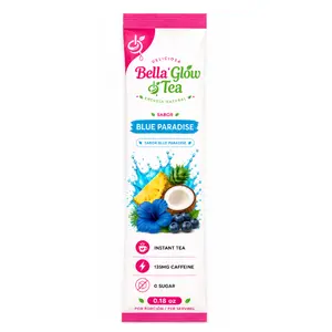 Bella'Glow Tea Blue Paradise Instant Tea Mix | Natural Energy Drink | 135mg Caffeine | Zero Sugar | 0.18oz