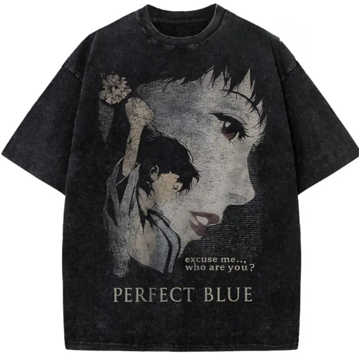 Vintage Perfect Blue Bootleg Style Shirt, Perfect Blue Apparel, Retro Perfect Blue Graphic T-Shirt, Satoshi Kon Fan Merch 100% Cotton Mineral Wash Tee High Quality Heavyweight Streetwear Printed Anime Shirt