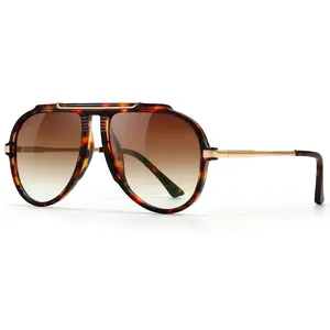 SUNGAIT Oversized Aviator Sunglasses for Women Stylish Tangle Free Pilot Shades Retro Gold Metal Accents UV400 Protection Lens Fashion Beach Accessory