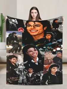 Personalized Michael Jackson Merch Wool Blanket for Sofa Bed Living Room Travel Office Shawl Nap Mat AC Blanket Bed Sheet Camping Ideal Gift Daily Use