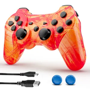 ISHAKO Wireless Game Controller for PS3/PC/Laptop, Wired for PS2, With Double Vibration, Six Axis Gyroscope, Motion sensing, upgrade Gamepad, P3 Orange