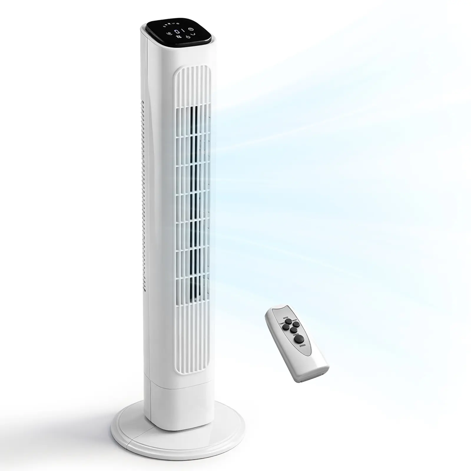 White 36-Inch Oscillating Tower Fan for Living Room - 110V, 3 Speeds, 3 Modes, 9H Timer, Remote Control, Touch Panel, Quiet Cooling for Bedroom