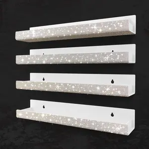 4 Pack Shimmering Star Decorative Shelves, Wall Organizer Shelf, Stylish Storage Solution for an Elegant Home, Perfect for Organizing and Decorating