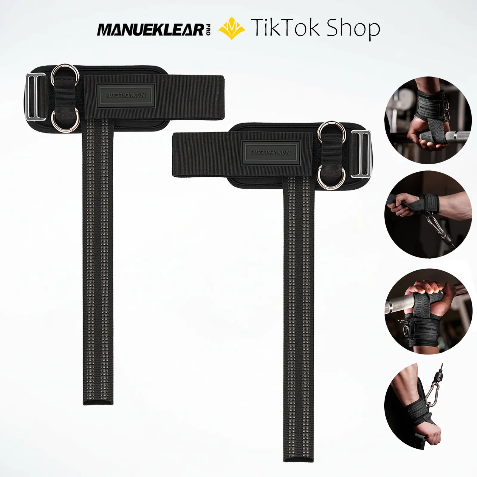 M MANUEKLEAR Lifting Straps, 10mm Neoprene Padded with Non-Slip Grip, Heavy-Duty Webbing & Steel D-Rings, Unisex Workout Accessories for Grip Strength in Curls & Powerlifting, Training Attachments, Gym