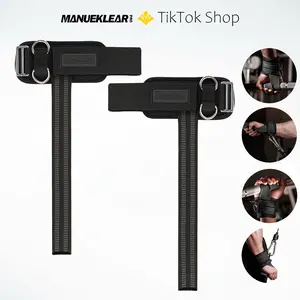 MANUEKLEAR Weightlifting Lifting Straps - 10mm Neoprene Padded Non-Slip Wrist Wraps with D-Rings, Gym Workout Accessories, Training Attachments for Deadlifts, Cable Machine Exercises (Men, Women)