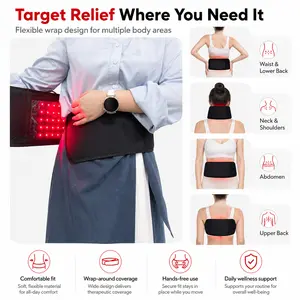 Red Light Therapy Belt 660nm Red Light & 850nm Near Infrared Light Therapy Wrap for Waist, Back, Neck and Shoulder, Adjustable LED Therapy Belt with 4 Modes, 6 Timers, 5 Intensity Levels
