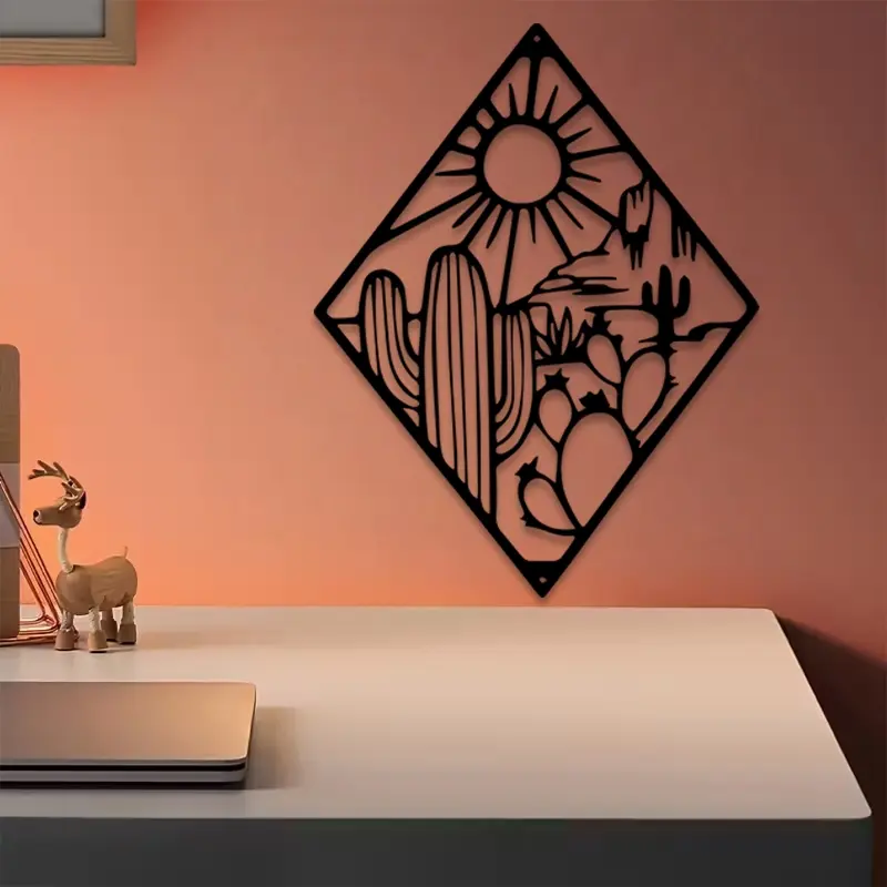 1pc Minimalist Cactus Metal Wall Art, Minimalist Cactus Statue Mural, Perfect for Living Room, Kitchen, Office Decor, Housewarming Decor, Ideal Gift for Plant Lovers Halloween Christmas decorations