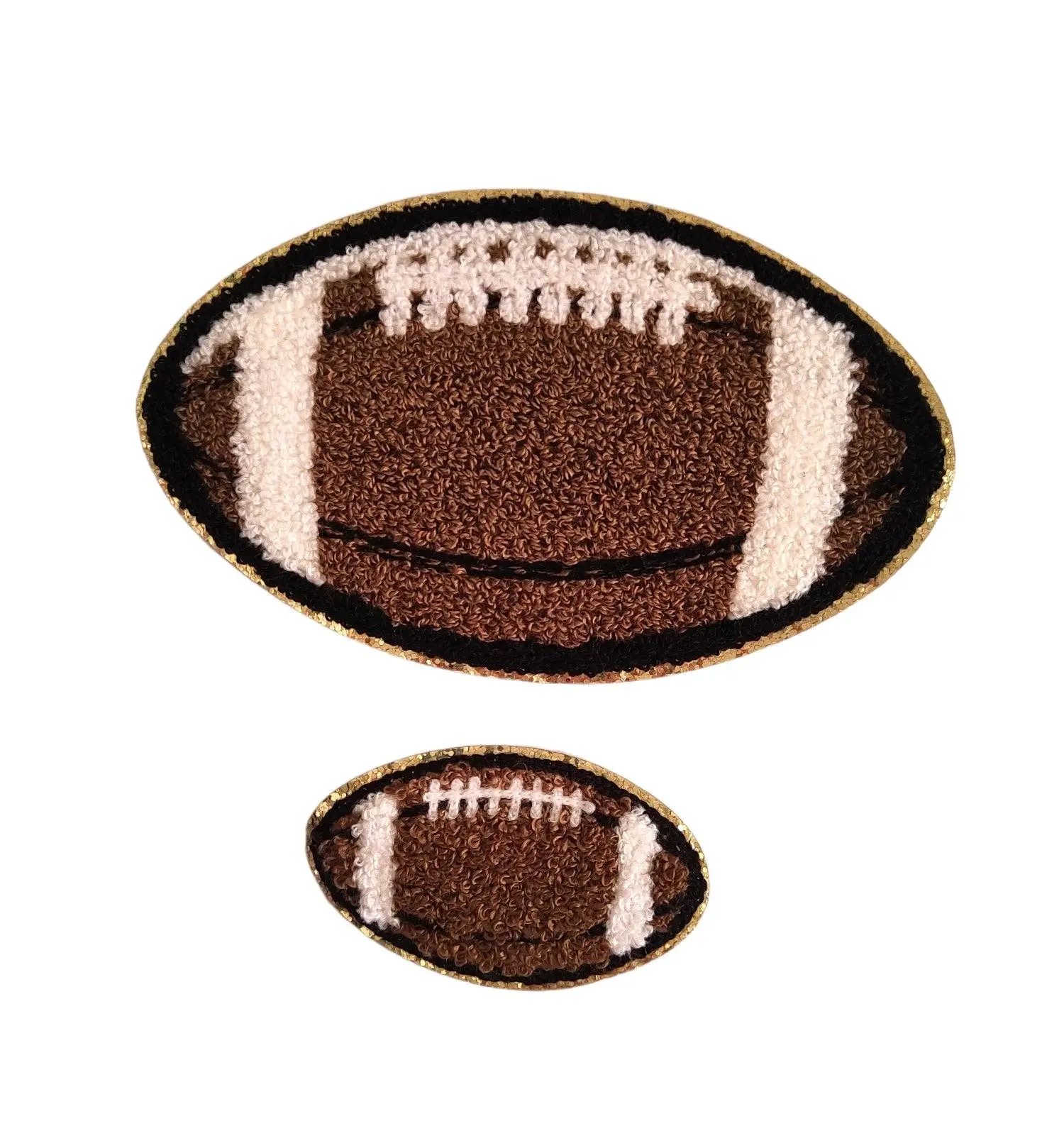 Football Chenille Gold Glitter Iron On Patch