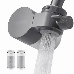 Gray Horizontal Faucet Mount Water Filter System For Kitchen Sink, Inline Filtration Purifier, Easy Install, Compact Design, Reduces Chlorine Taste And Sediment, Improves Water Quality For Home Use
