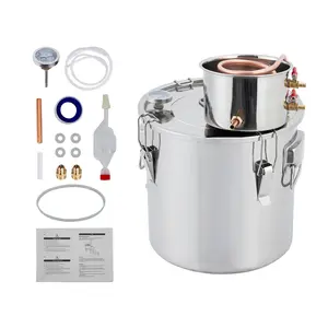 Home Moonshine Still Kit, Stainless Steel Alcohol Distiller with Thumper Keg and Copper Coils, Complete for Whiskey Brandy Wine