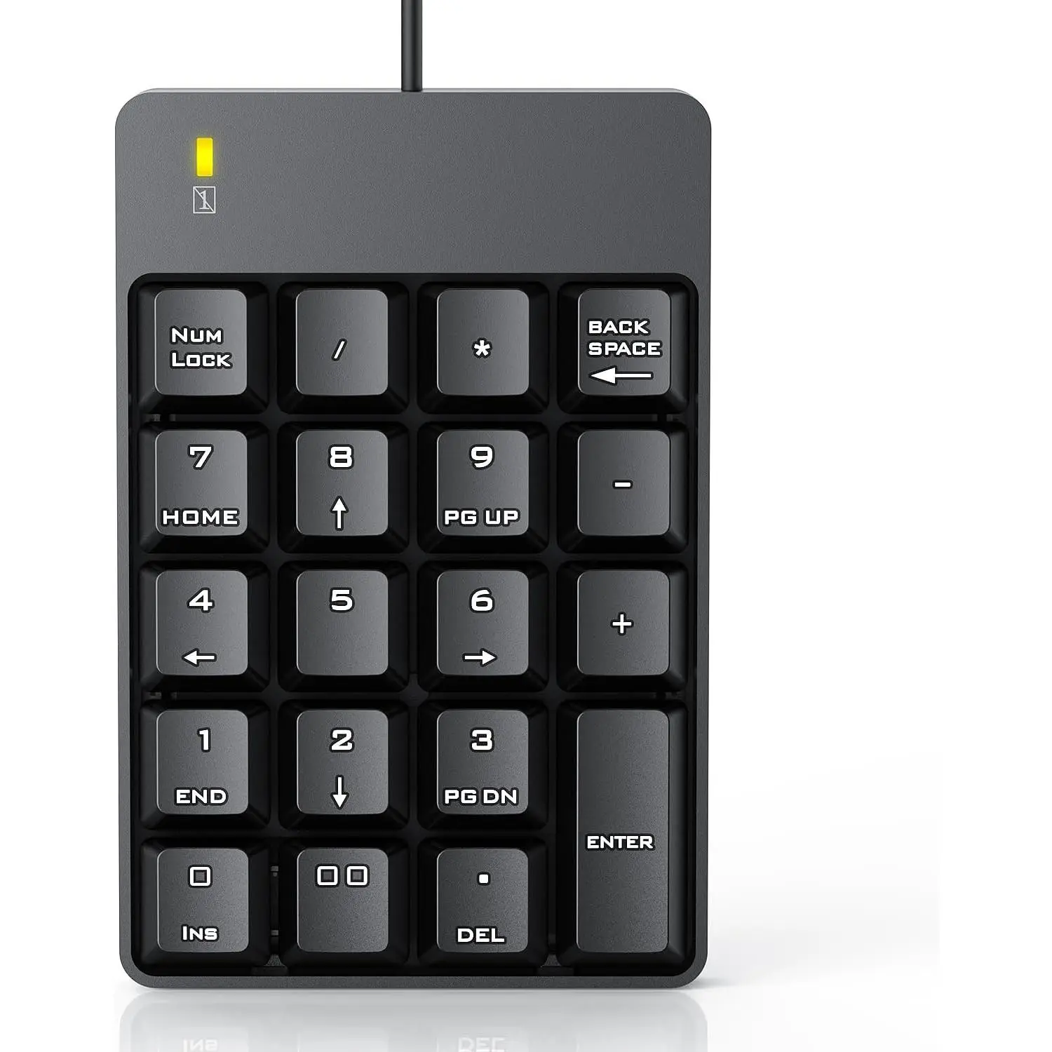 Wired Number Pad, USB Numeric Keypad 19 Key Number Keypad Keyboard for Laptop PC Computer Notebook, Big Print Letters - Black