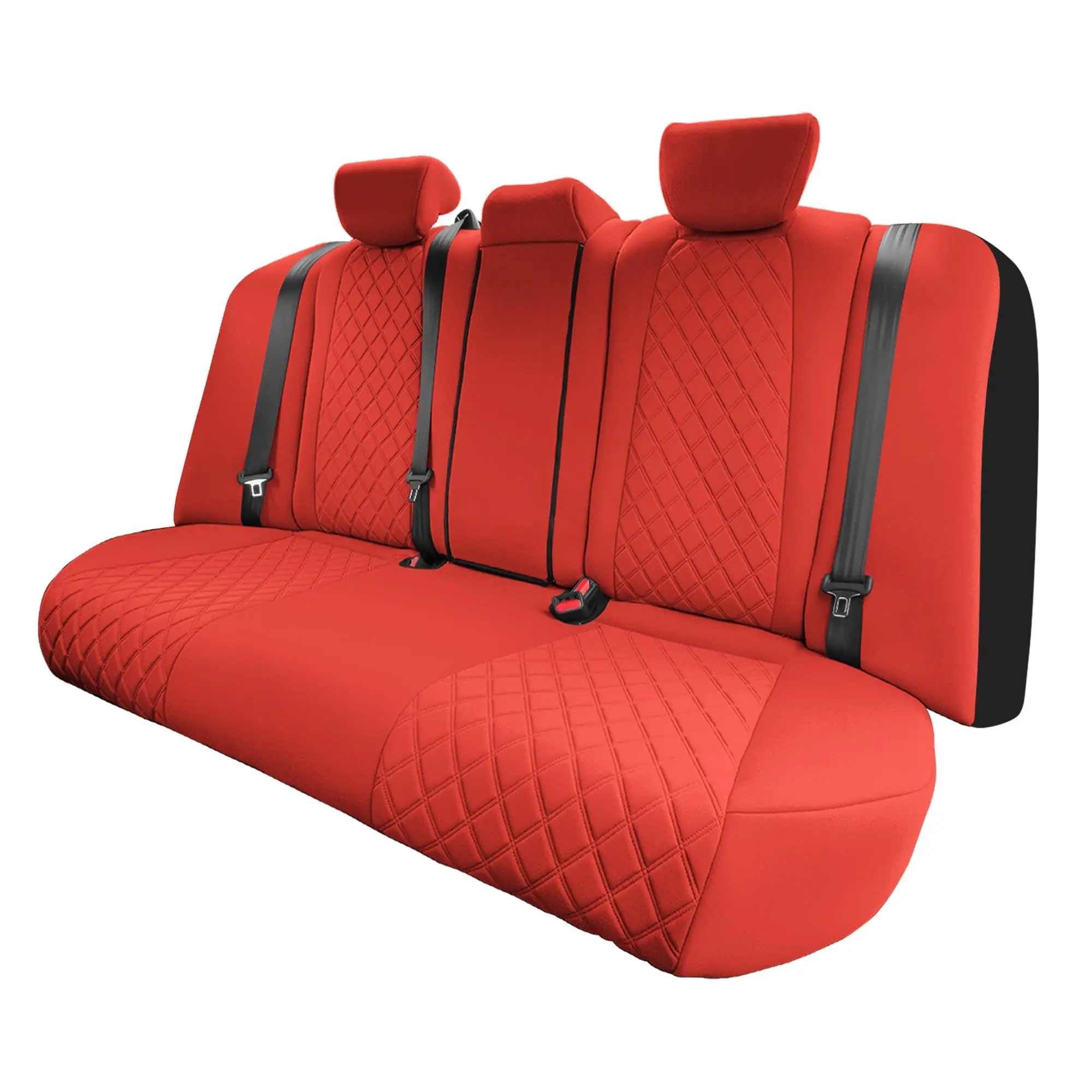 Custom-Fit Anti-Slip Waterproof Rear Back & Seat Covers for 2018-2022 Accord, Ultraflex Neoprene, 2 Side Adjustable Removable Headrest Covers, Split Backrest, Solid Red, Heating-Compatible, Easy Installation & Removal, Sport Car Accessories