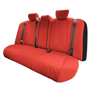 Custom-Fit Waterproof Rear Seat Covers for 2018-2022 Accord, Ultraflex Neoprene Material, 2 Side Adjustable Removable Headrests, Split Backrest, Solid Red, Heating Seat Compatible, Easy Installation, Customfit