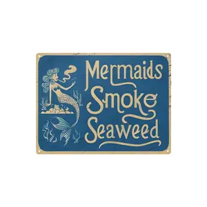 Vintage Mermaid Letter Pattern Metal Sign,Wall Decor for Home Farmhouse Living Room Dorm Bedroom, Farmhouse Decoration, Home Decor Products