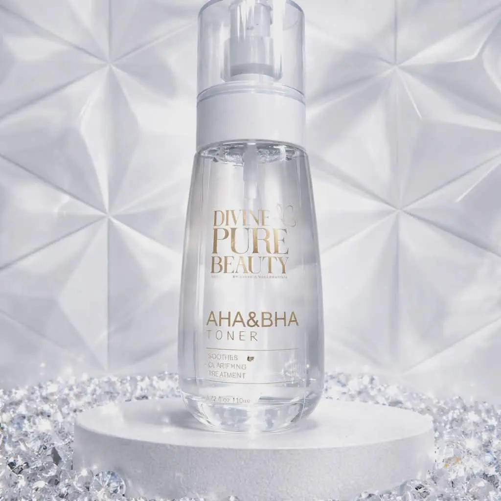 Divine 316 Cosmetics AHA & BHA Toner Cleanser - Unscented, Alcohol-Free Daily Skincare for Female, All Skin Types, Deep Cleansing, Even Skin Tone, Radiant Complexion, 24-Month Shelf Life, Bottle Packaging