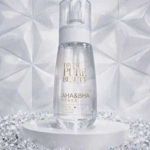 Divine Pure Beauty AHA-BHA Toner - Unscented Alcohol-Free Cleanser Liquid, Single Item for All Skin Types, Daily Skincare to Even Out Skin Tone & Texture for Radiant Complexion
