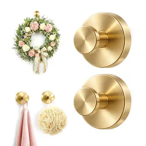 2pcs Stainless Steel Suction Cup Hooks No-Drill No-Damage Vacuum Suction Hooks for Shower Bathroom Kitchen Bedroom Essentials Clothes Hooks Towel Hooks Organiser