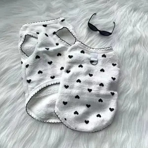 Fashion Pet Vest Fleece Warm Dual-Sided Velvet Dog Cat Clothes Teddy Bichon Pomeranian Poodle Small Dogs Cats Cute Heart Pattern