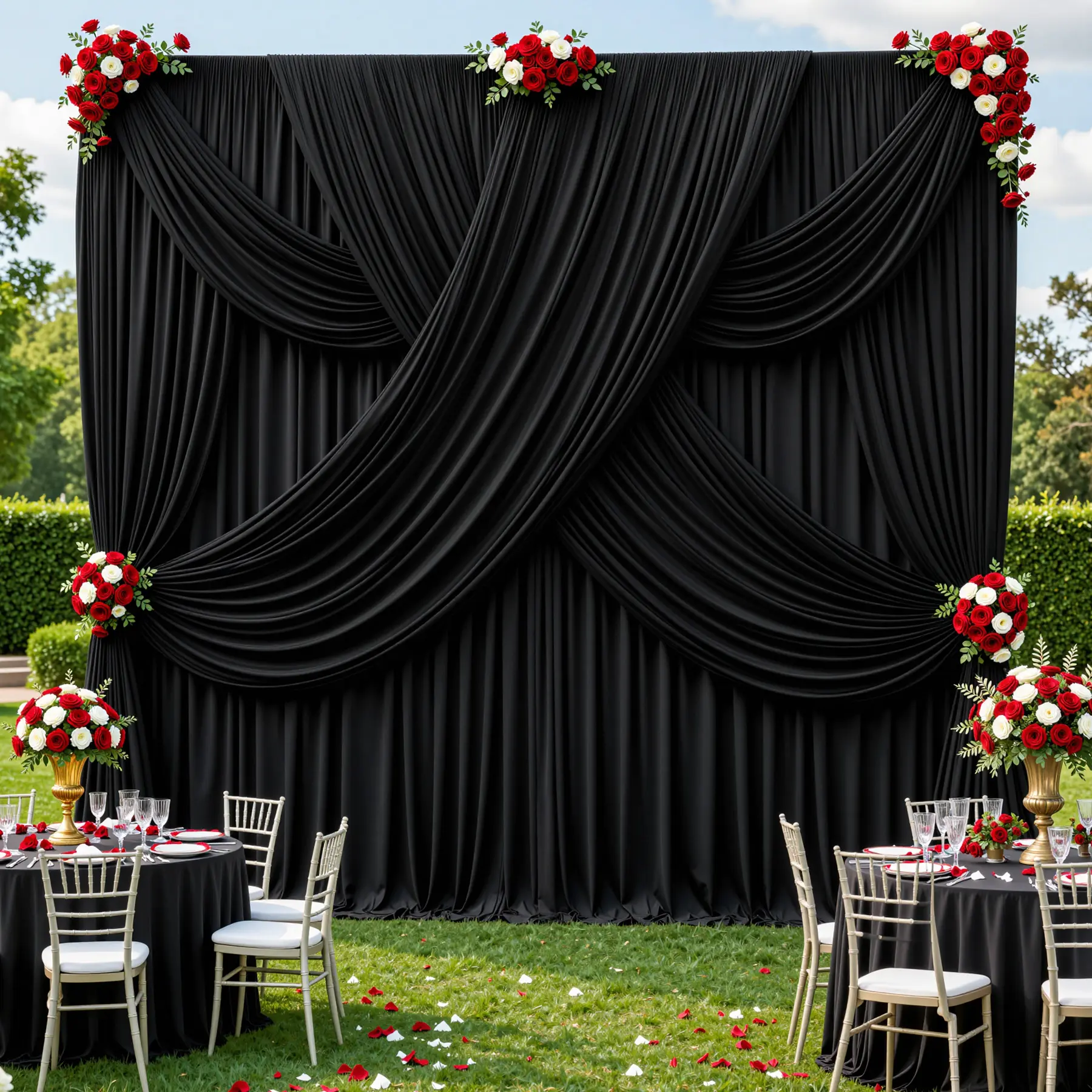 Romantic Plain 12-Panel Wrinkle-Free Polyester Backdrop Curtain Panels - 5x7ft & 5x10ft Sizes, Soft Drapable Fabric for Wedding Photo Backdrops, Party Decorations, Home Banners; Note: Minor Color Variation From Lighting & Screen Displays