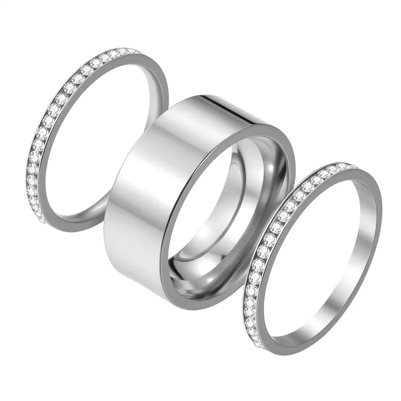 OIDEA Women's Non Tarnish Stainless Steel Stackable Rings Set - Dainty Marquise Cubic Zirconia Accents, Classic Band Set Rings, Casual Layered Elegance, Durable Finish Jewelry, Sizes 6-11, Ideal Gift for Business Use