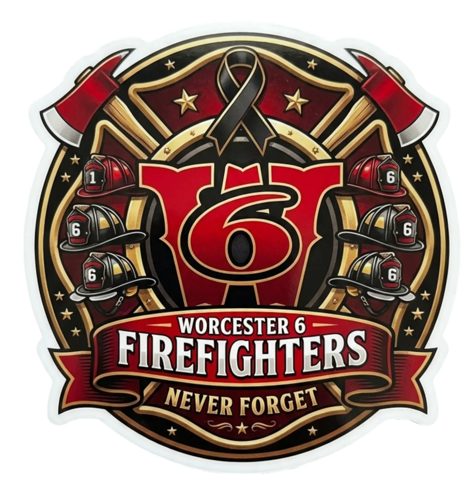Worcester 6 Memorial Maltese Firefighter Car Window Decal, Regular Vinyl Vehicle Decor, 3M Material, Multi-Size, Long-Lasting Outdoor-Ready Car Exterior Accessory - PLATFORM
