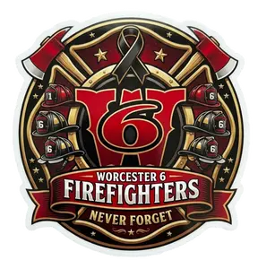 Worcester 6 Memorial Maltese Firefighter Fire Department Window or Helmet Decal Sticker