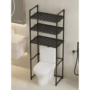 Upgraded Version3-Tier Bathroom Toilet Storage Shelf With Floor-Standing No-Drilling Storage Rack Above