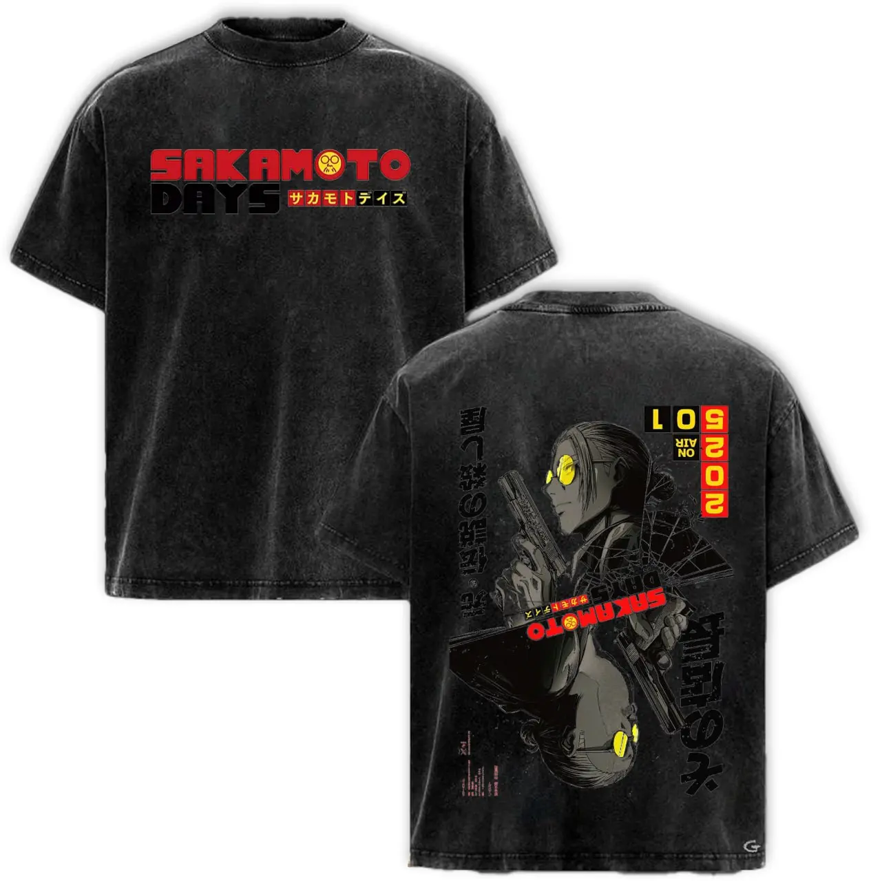 Vintage Washed Anime T-Shirt – Sakamoto Days Oversized Graphic Tee, Japanese Streetwear Aesthetic, Cool Casual Outfit for Anime Fans USA