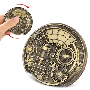 Steampunk Dungeon Gear Pattern Dice Spinner, Metal 7-in-1 Fidget Spinner for Dice,Tabletop Role-Playing Game Dice Accessory,Ideal for Indoor Entertainment Daily Party Games